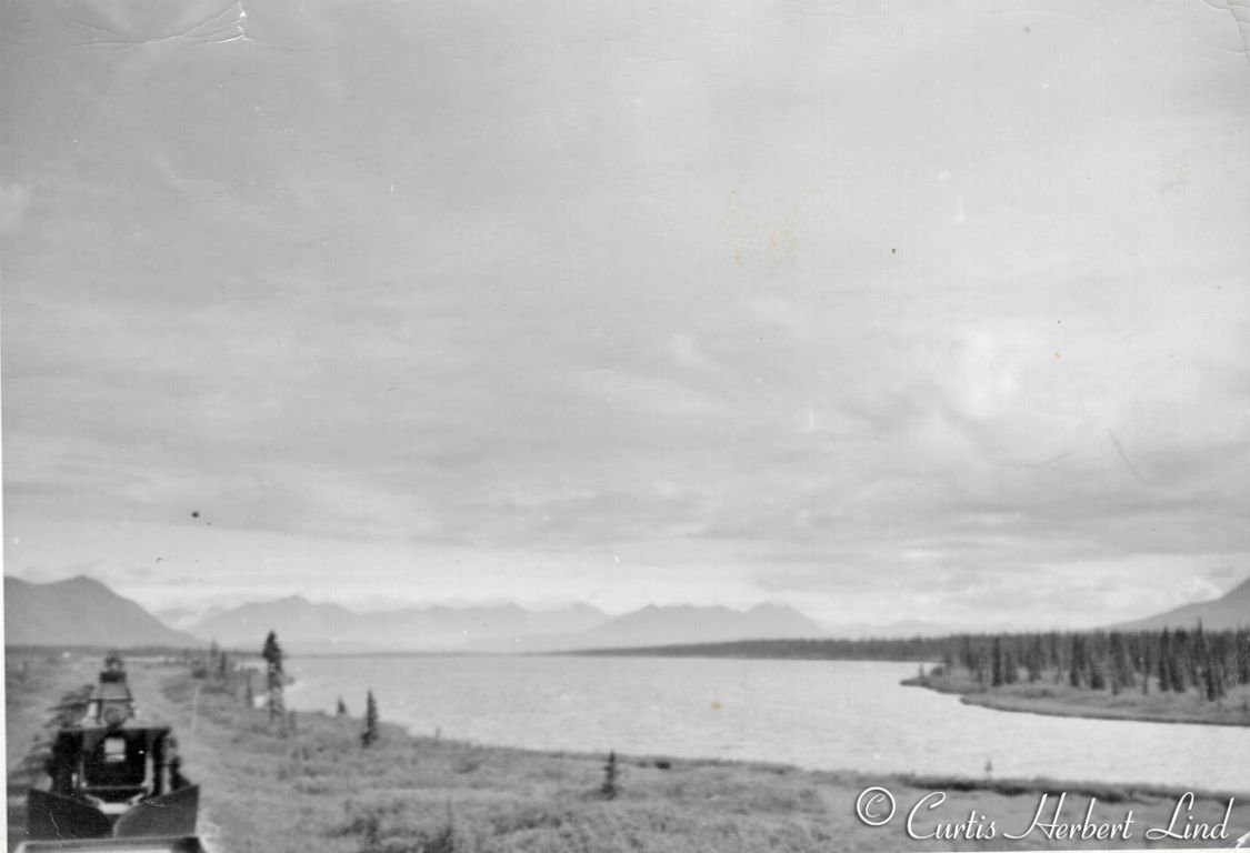 Summit Lake northbound MP 314. The MOW ballast train.